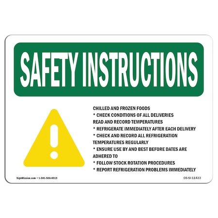 Signmission OSHA INSTRUCTIONS Sign, Chilled & Frozen Foods Check, 18in X 12in Alum, 12" W, 18" L, Landscape OS-SI-A-1218-L-11433